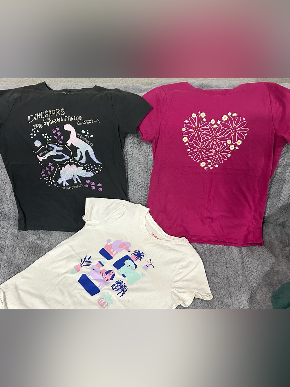 Cat & Jack Girls Short Sleeve Tee Lot - Black, Pink, White Kids Size 10/12